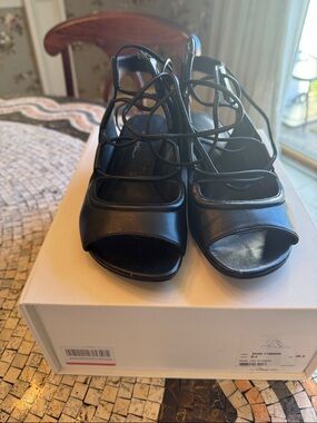 3.1 Phillip Lim Black Lace-Up Peep-Toe Sandals